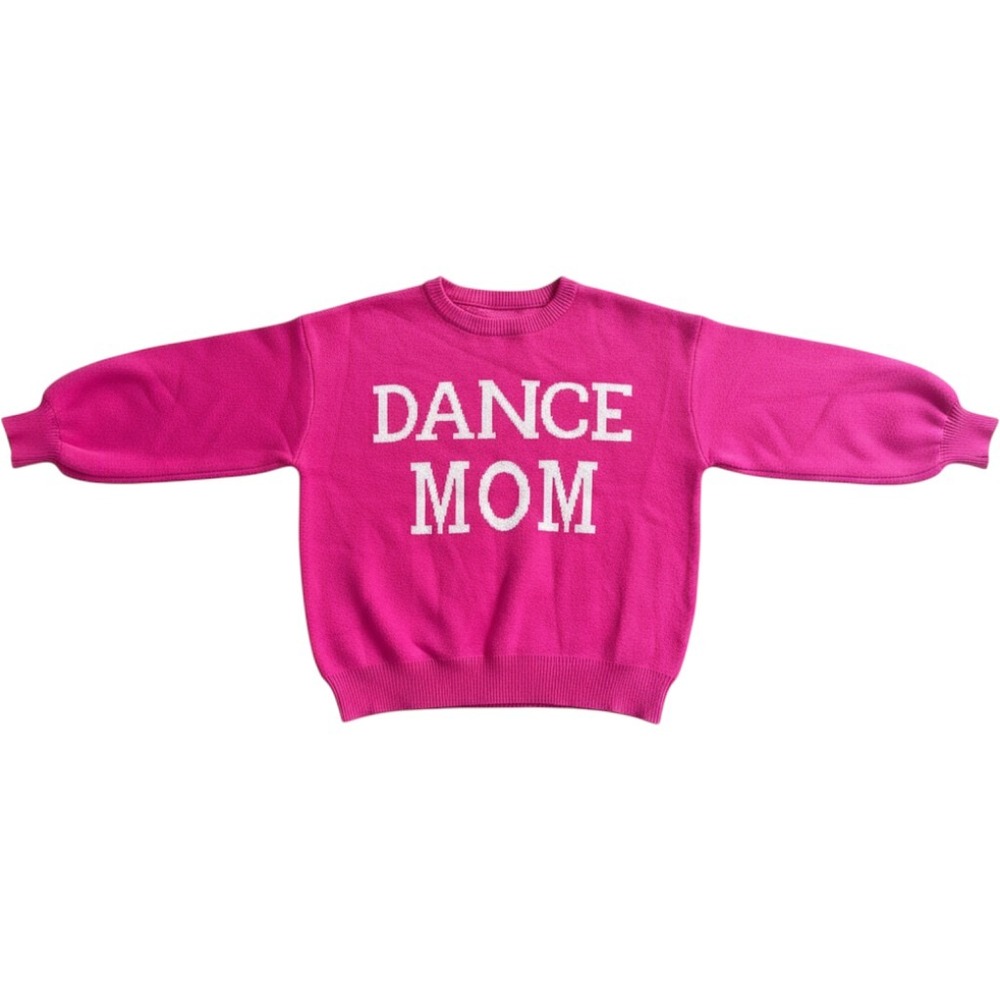 Miracle Dance Mom Heavy Knit Sweater Hot Pink Graphic Crew Neck Sample Size M